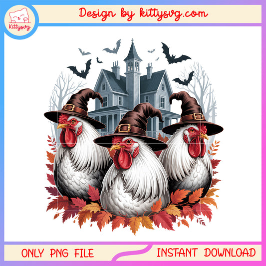 Witch chicken halloween png, chicken halloween costume png