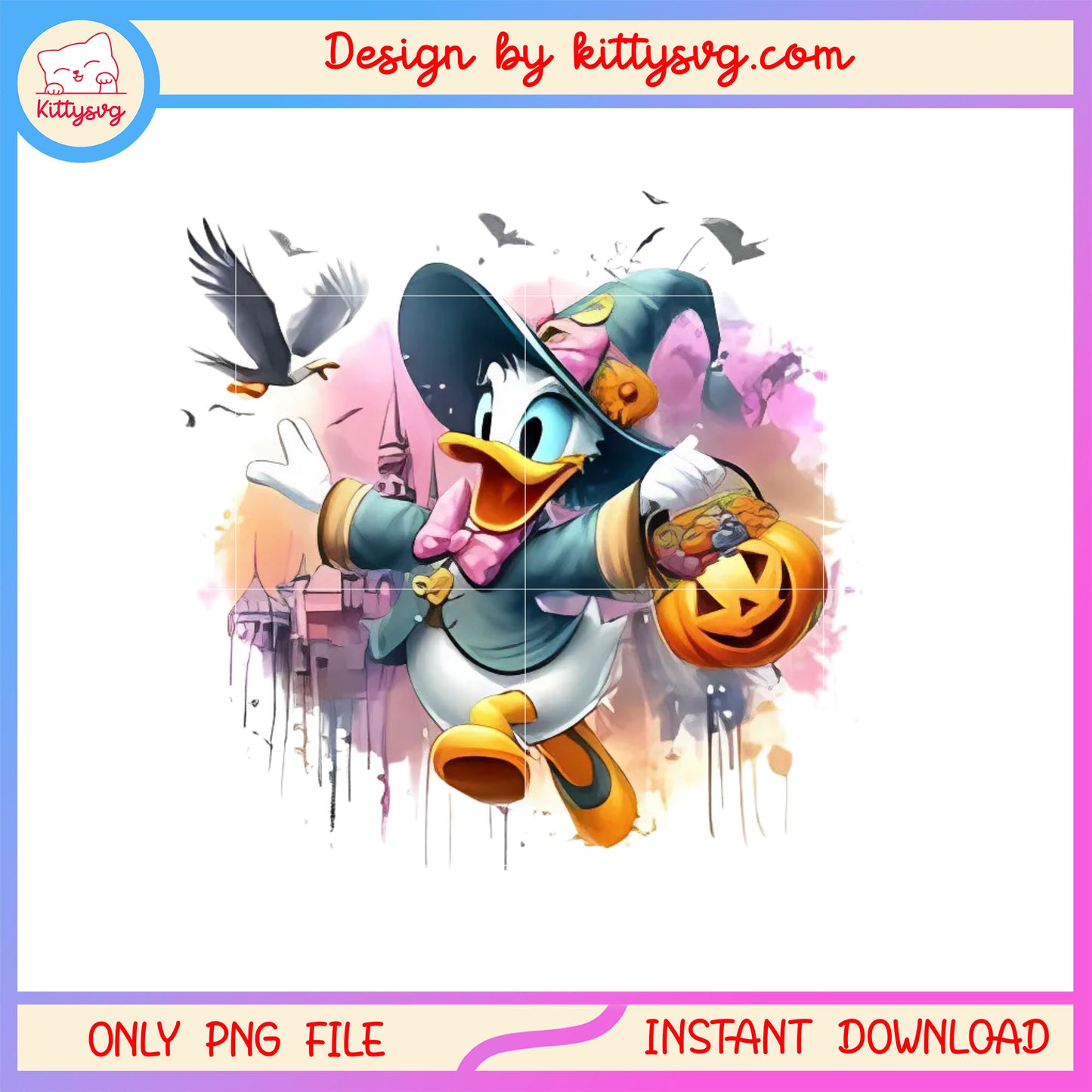 Witch daisay duck halloween pumpkin design png, the witch png
