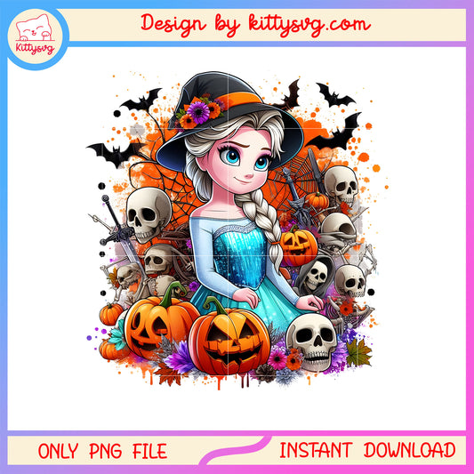 Witch pumpkin horror halloween png, elsa disney png