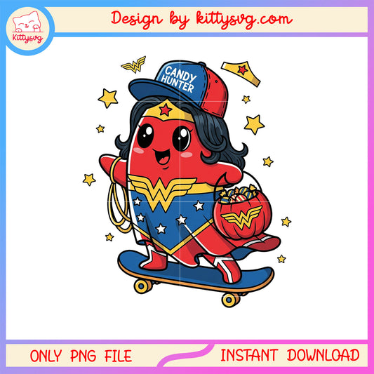 Wonder woman halloween skateboard png, wonder woman halloween png