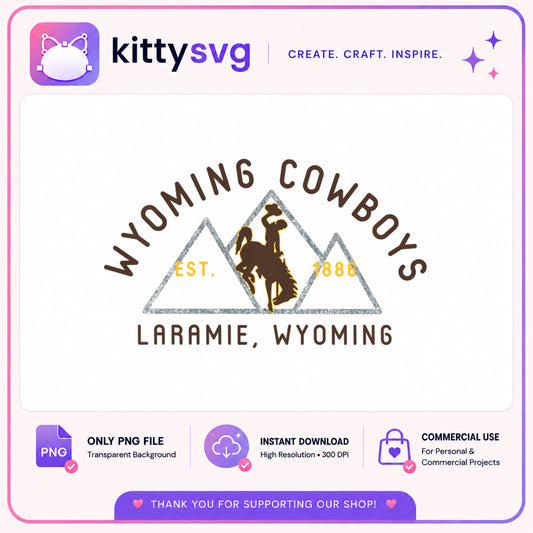 Wyoming Cowboys Est 1886 PNG, Laramie Wyoming PNG, Cowboy PNG