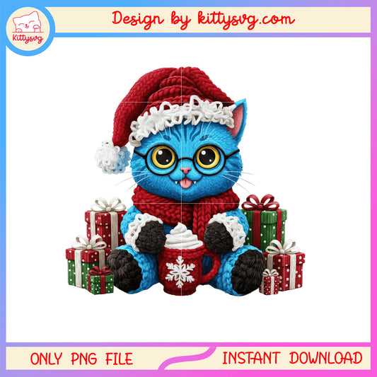 Yarn crochet derpy tiger christmas gift box png, xmas gifts png