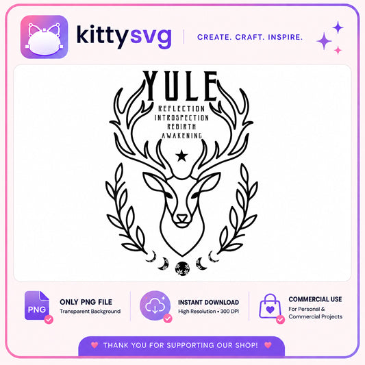 Yule Deer Antler Witchy PNG, Winter Solstice PNG, Pagan PNG