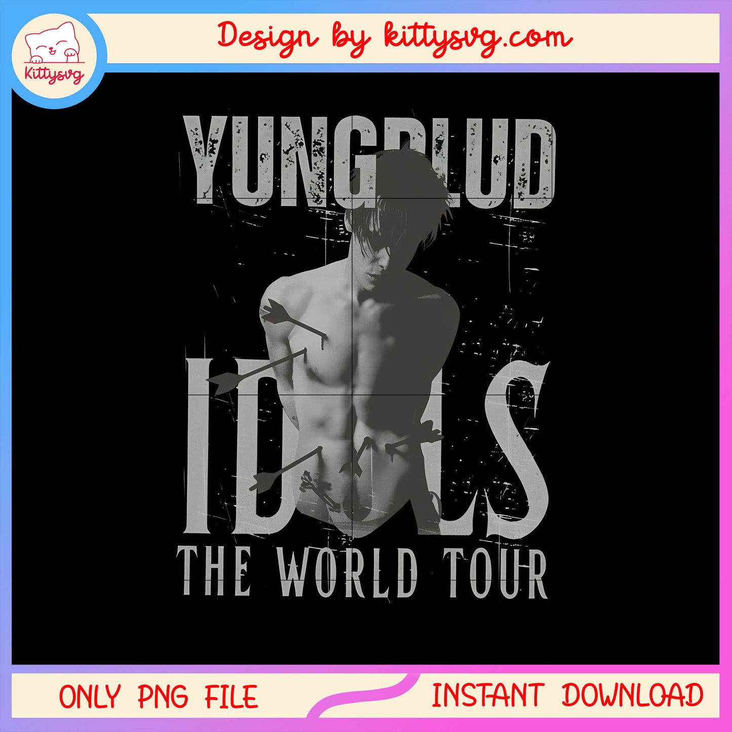 Yungblud idols the world tour design png, yung blud png