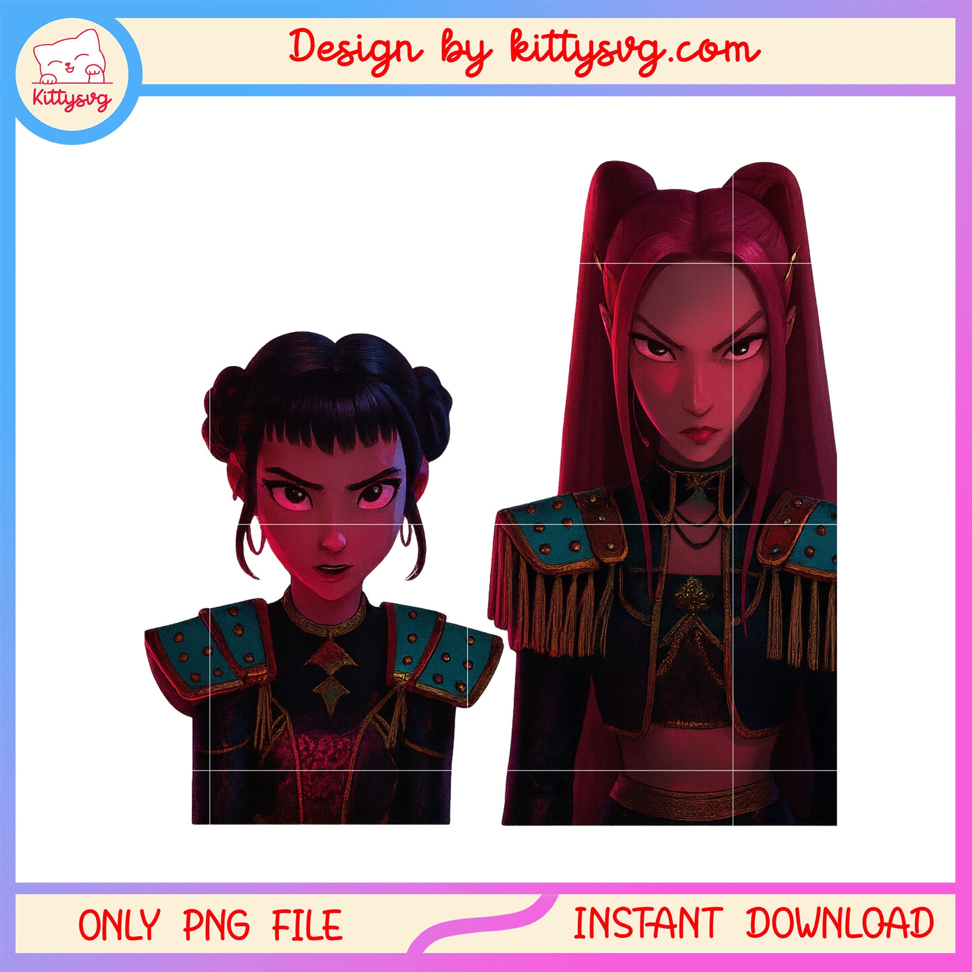 Zoey and mira huntrix evil design png, demon hunters png