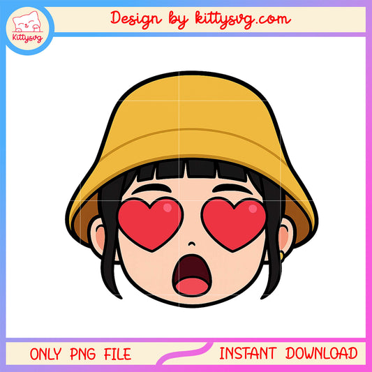 Zoey character love emoji design png, kpop lover png, anime kpop png