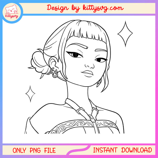 Zoey character outline design png, zoey kpop demon hunters png