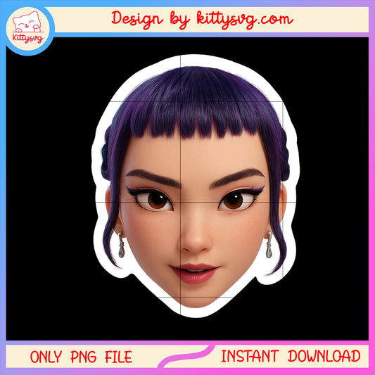 Zoey huntrix face png, zoey kpop demon hunters png, hip hop png