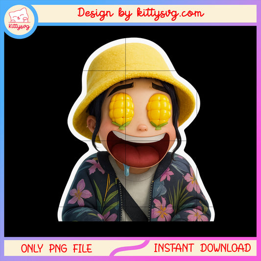 Zoey kpop hunters corn eyes funny design png, zoey huntrix png
