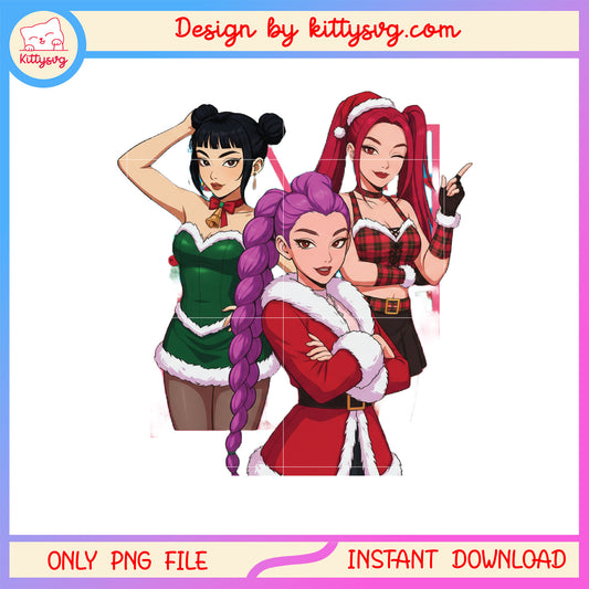 Zoey rumi mira huntrix funny christmas png, huntrix girls png