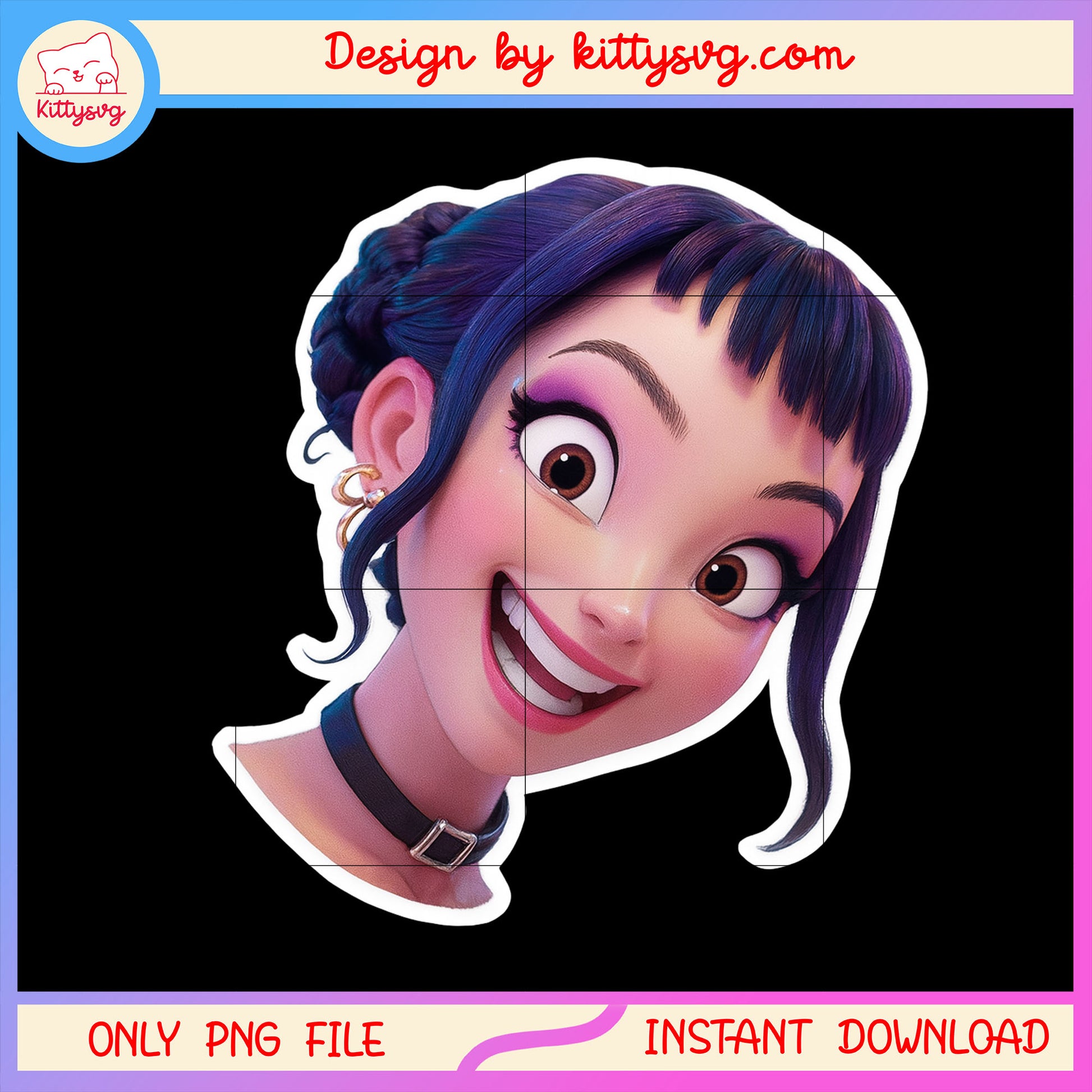 Zoey smile face design png, zoey kpop hunters png, anime korean png