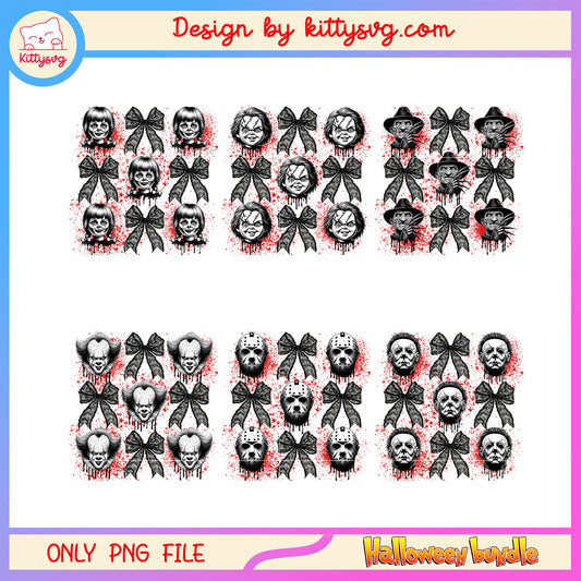 horror bow blood halloween design bundle png, halloween horror nights​ png