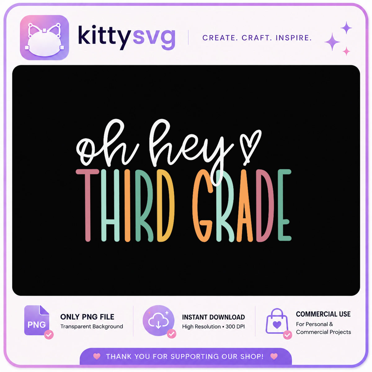 Oh Hey Third Grade PNG, Back To School PNG, Teacher PNG