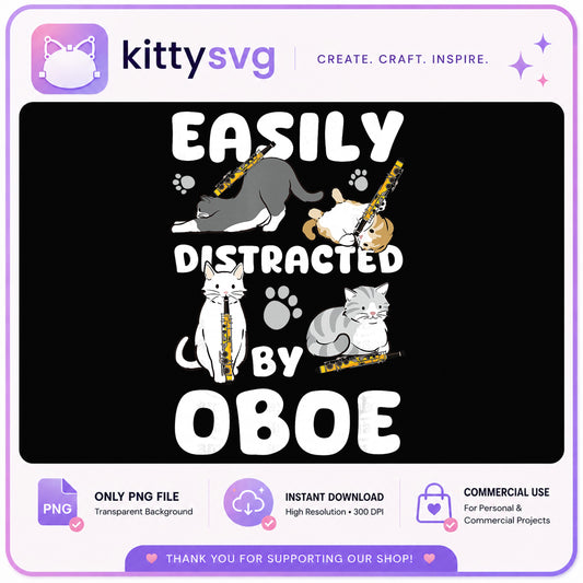 Easily Distracted By Oboe Cat PNG, Funny Cat Music PNG, Oboe Player PNG
