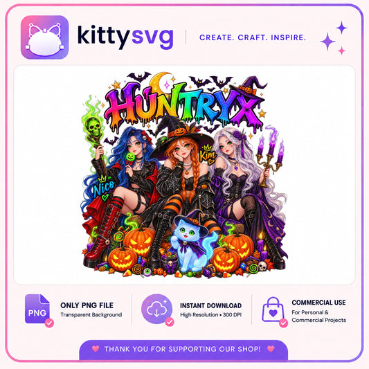 Halloween Witch Girls PNG, Spooky Witches Sublimation PNG, Halloween PNG