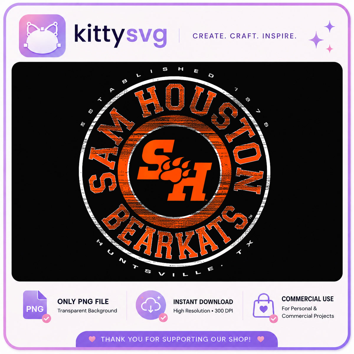 Sam Houston Bearkats PNG, SHSU Bearkats Circle Logo, College PNG