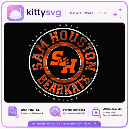 Sam Houston Bearkats PNG, SHSU Bearkats Circle Logo, College PNG