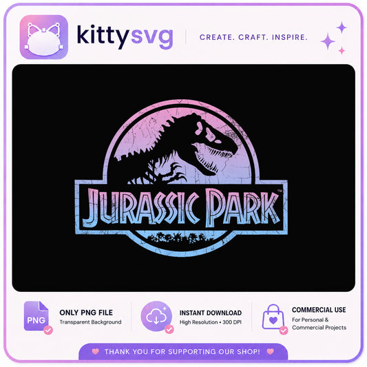 Jurassic Park PNG, Dinosaur T-Rex Logo PNG, Retro Gradient PNG