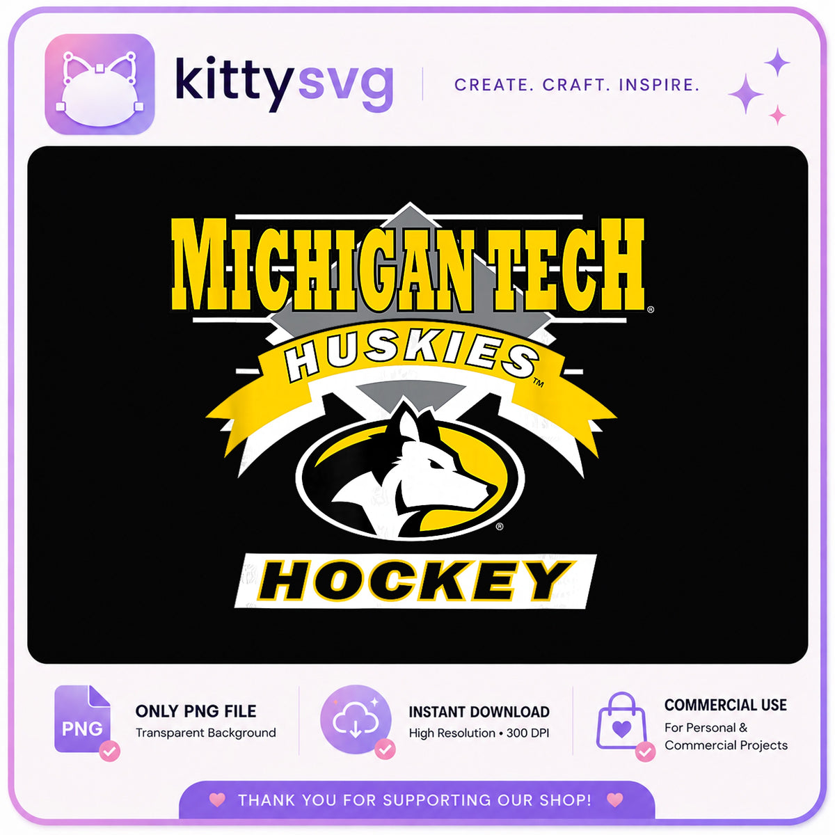 Michigan Tech Huskies Hockey PNG, College Hockey PNG, Huskies PNG