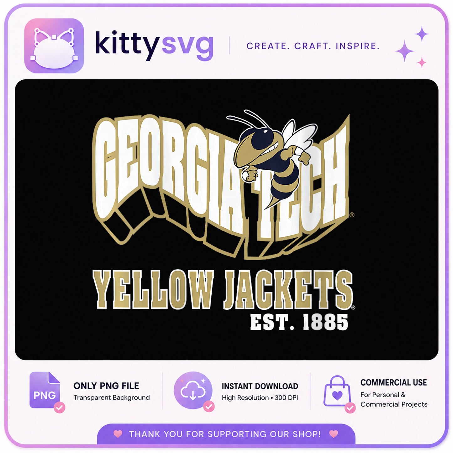 Georgia Tech Yellow Jackets PNG, College Football PNG, GT PNG