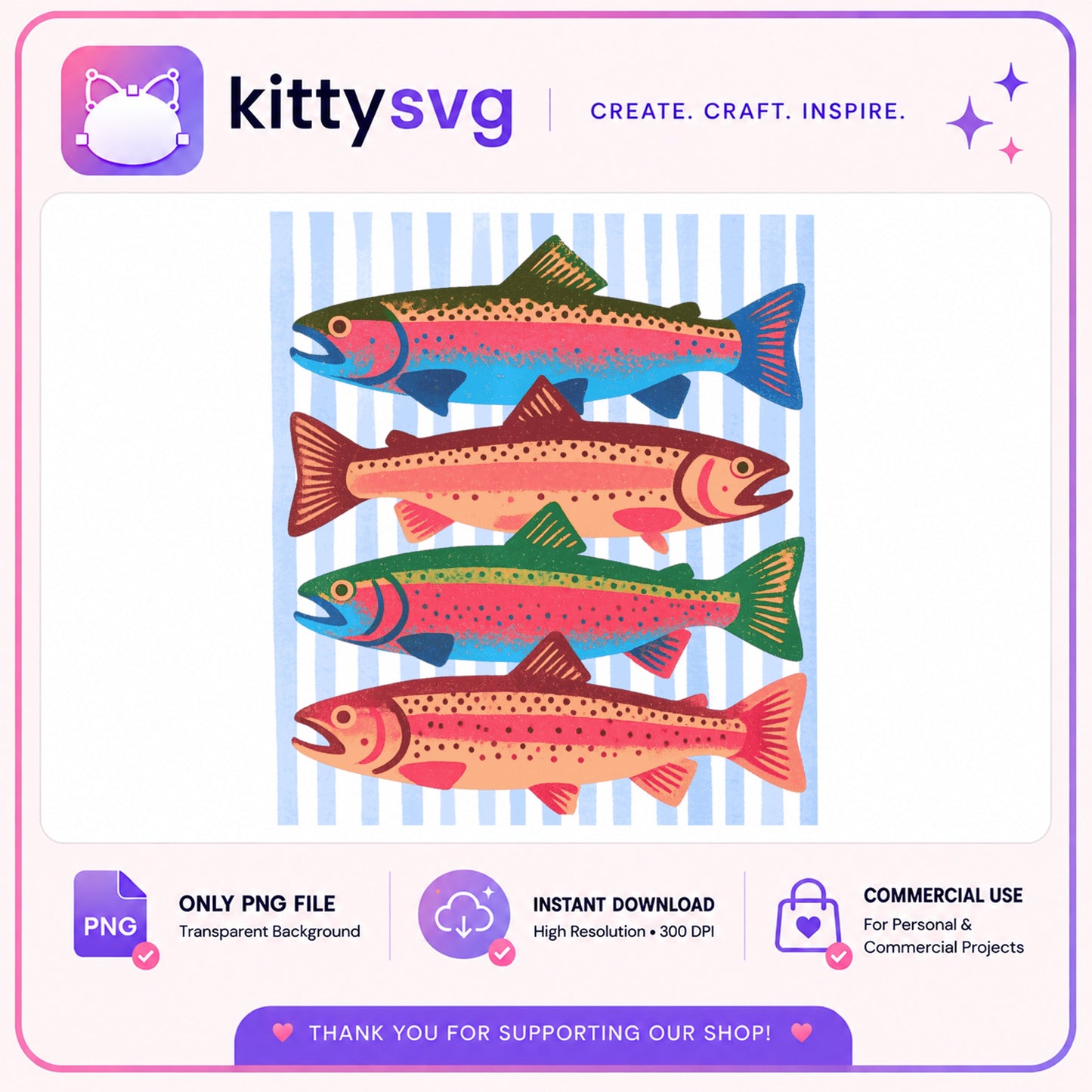 Colorful Trout Fish Stack PNG, Fishing Clipart PNG, Fish PNG
