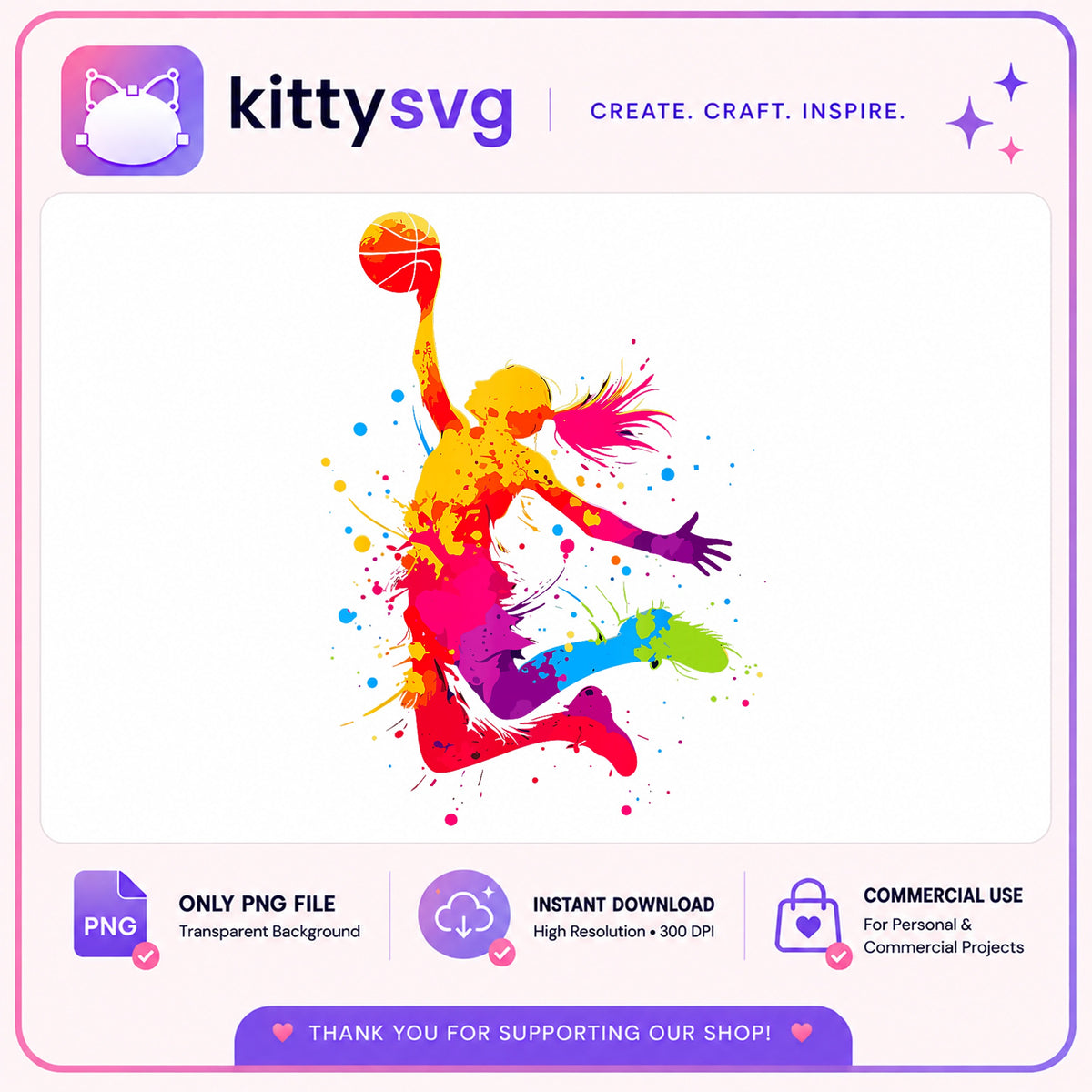 Girl Basketball Player PNG, Watercolor Basketball Clipart, Sports PNG