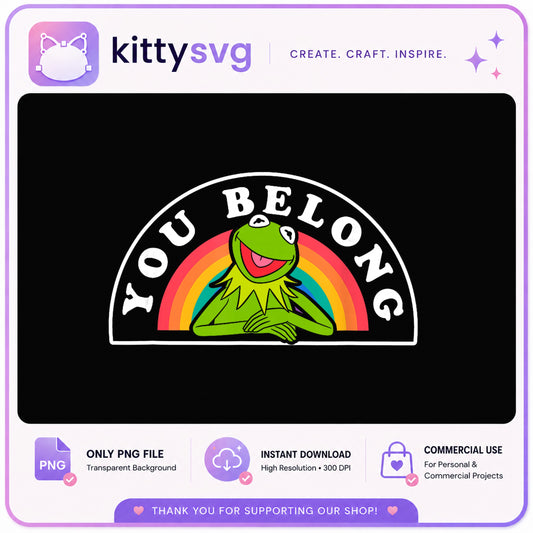 Kermit The Frog You Belong Rainbow PNG, Muppets PNG, Pride PNG
