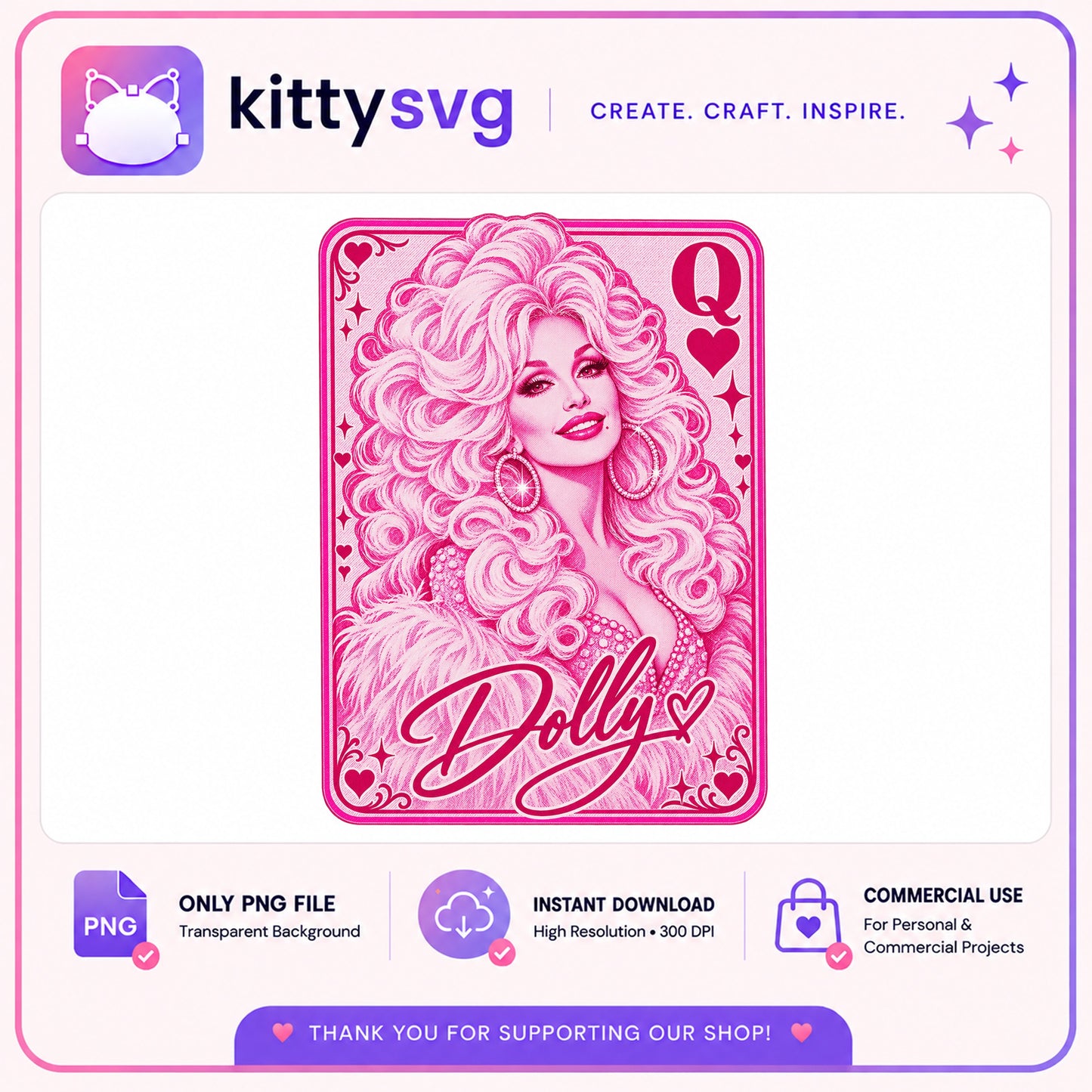 Dolly Parton Queen Of Hearts PNG, Country Music PNG, Retro PNG