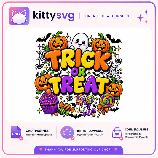 Trick Or Treat Halloween PNG, Cute Ghost Pumpkin PNG, Halloween PNG