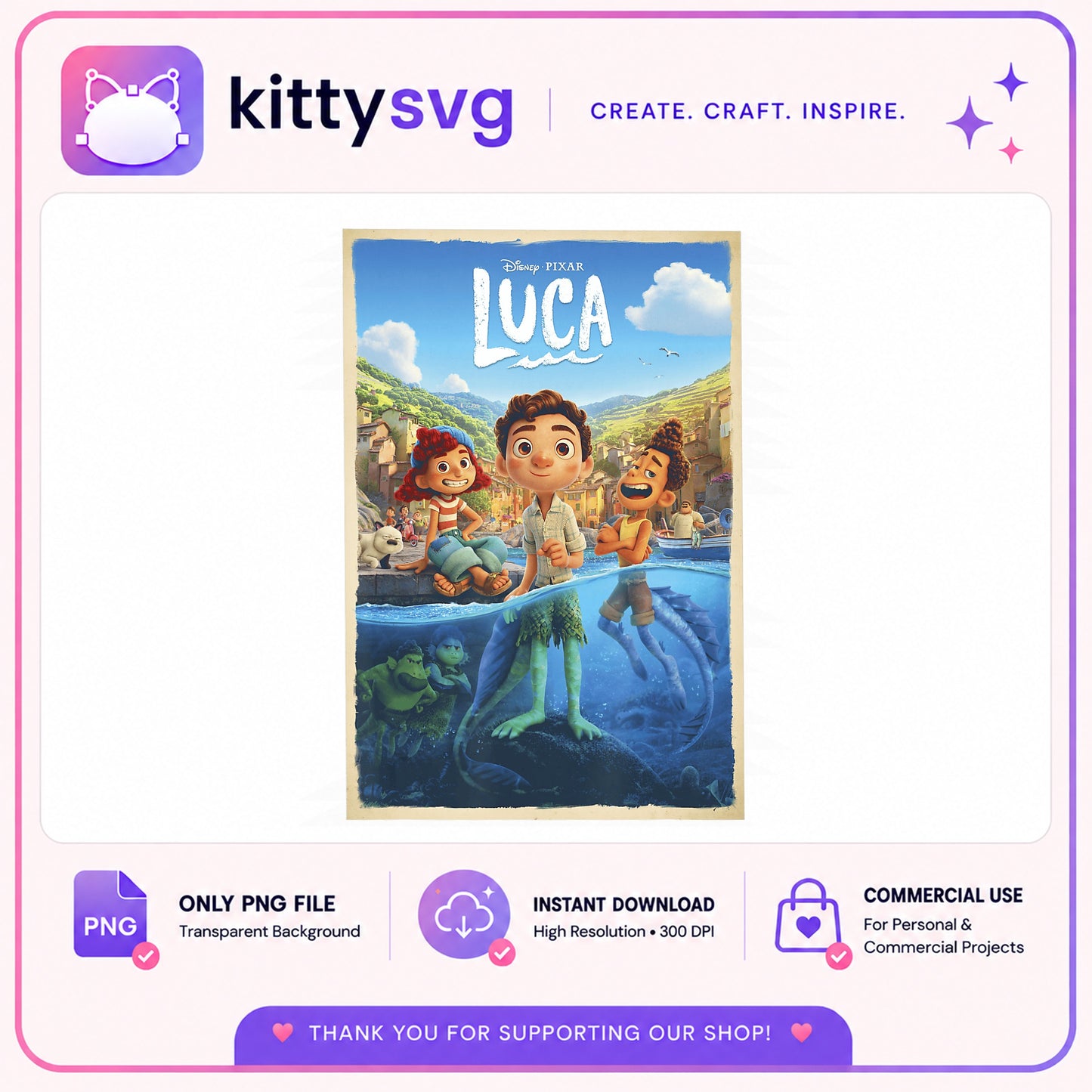 Disney Pixar Luca PNG, Luca And Friends PNG, Disney PNG
