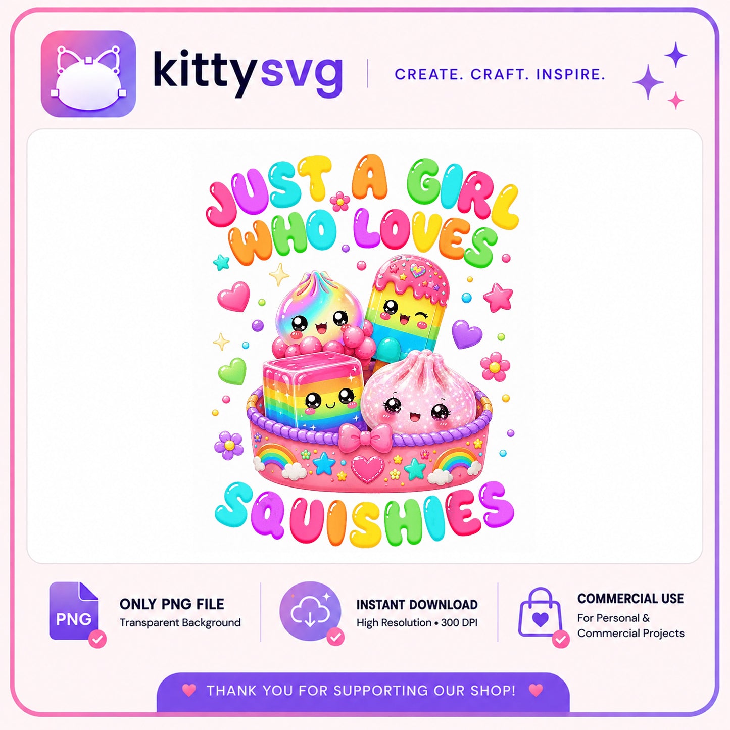 Just A Girl Who Loves Squishies PNG, Kawaii Squishy PNG, Cute Girl PNG