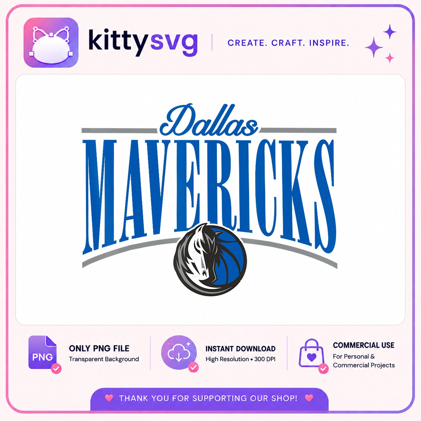 Dallas Mavericks PNG, NBA Basketball Team Logo, Mavs PNG