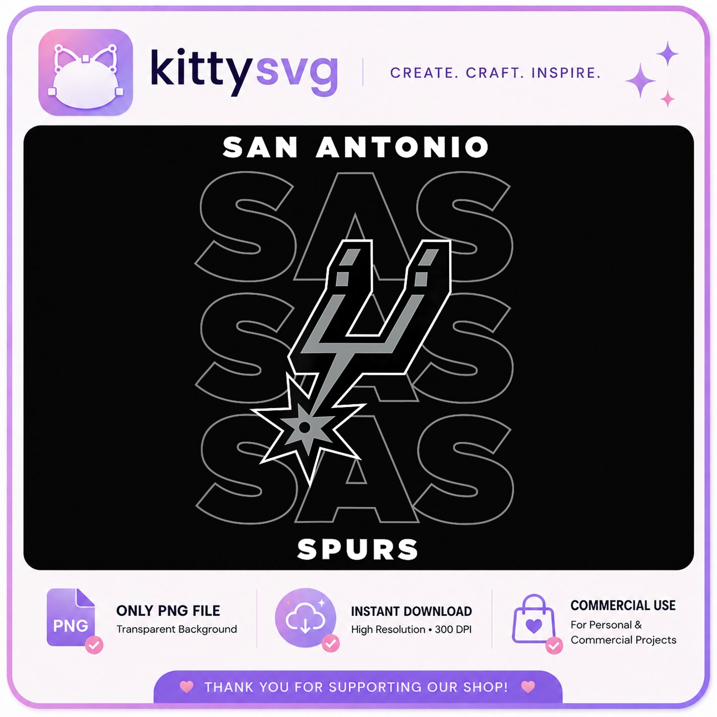San Antonio Spurs PNG, NBA Basketball Team Logo, Spurs PNG