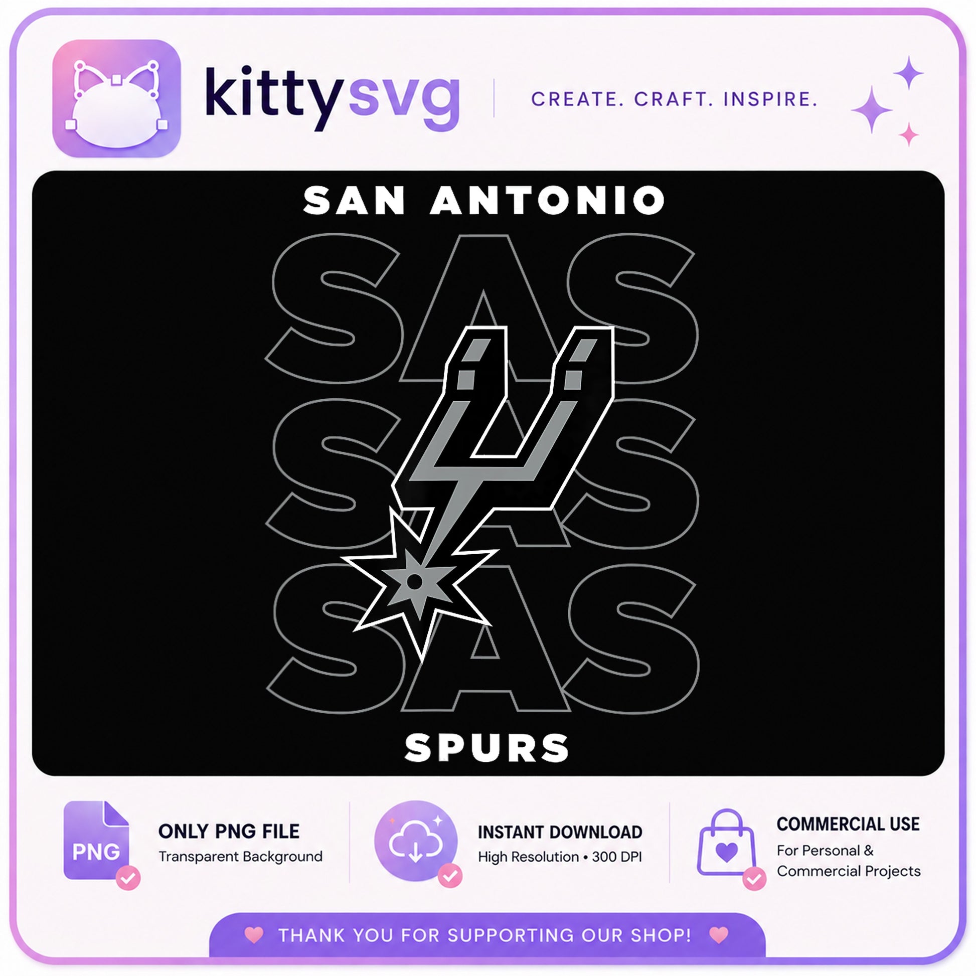 San Antonio Spurs PNG, NBA Basketball Team Logo, Spurs PNG